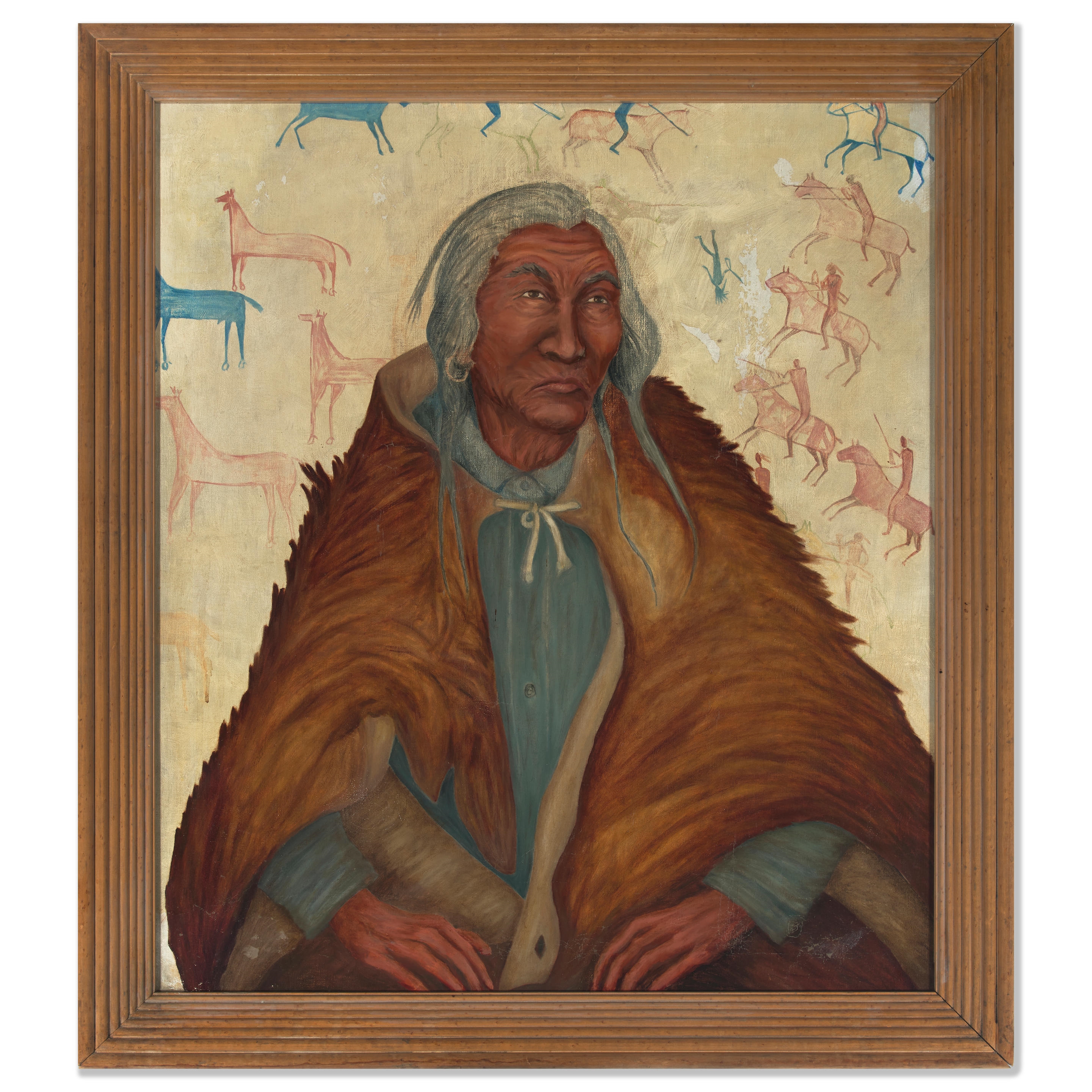 Artwork by Elsa Laubach Jemne, Chief Many-Tail-Feathers, Made of oil on canvas