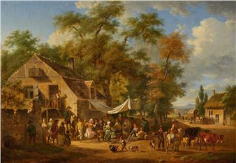 Figuren vor einem Gasthaus - Jean Francois Demay