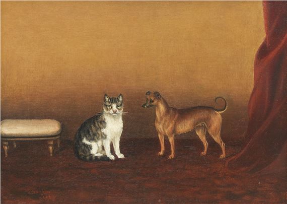 Interior with a Cat and Dog by Frederick French, 1882