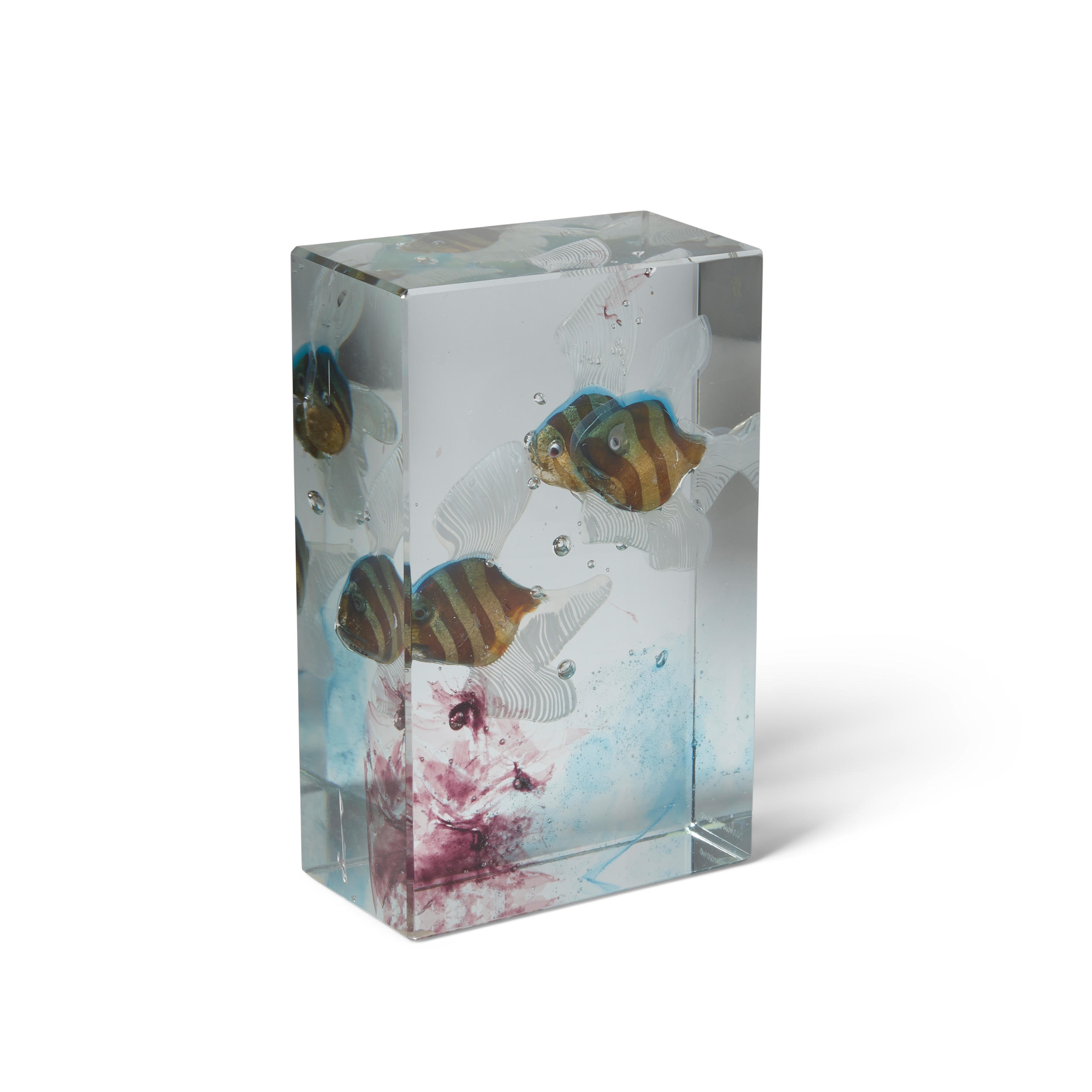 Alfredo Barbini Aquarium Sculpture with Three Fish MutualArt