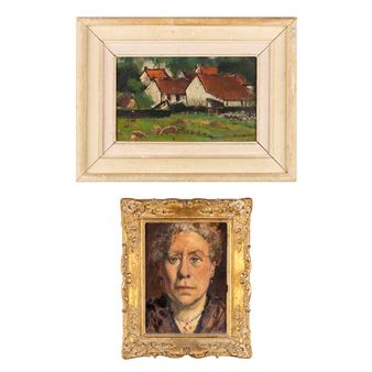 Paul HERMANS (1898-1972) 'Portrait and a farmhouse' oil on panel - Paul Hermans
