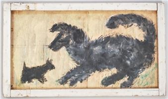 Two playful black dogs - Fanny Hewson