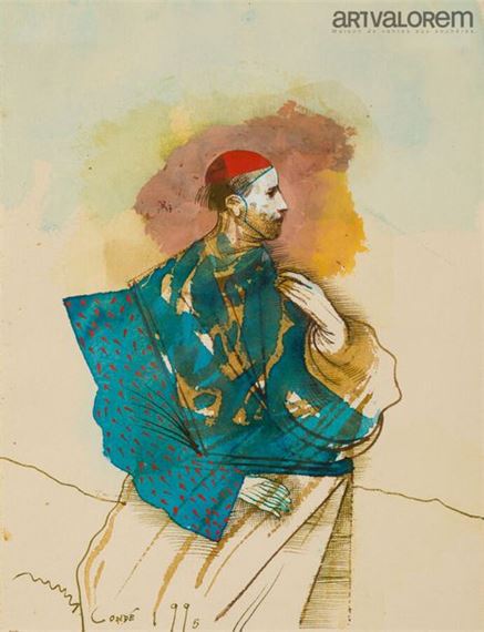 Conversation; Homme au bonnet rouge by Miguel Condé, 1996