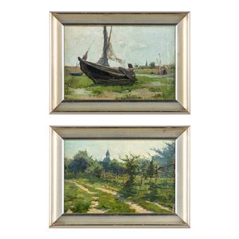 Emile VAN DOREN (1865-1949) 'Pendant Paintings' oil on canvas - Émile Van Doren