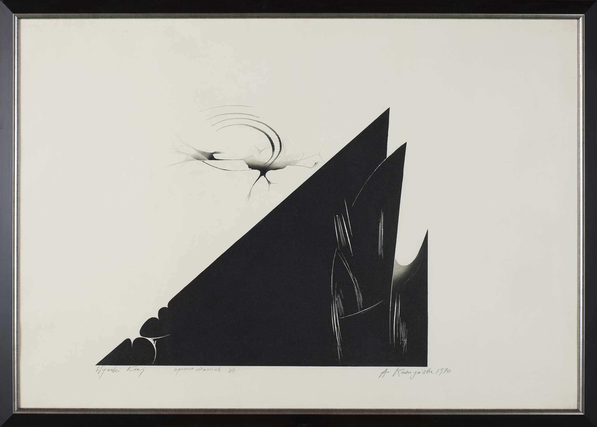 Artwork by Alina Kalczyńska-Schewiller, WYSOKI KRAJ - ALTO PAESE, Made of woodcut on paper