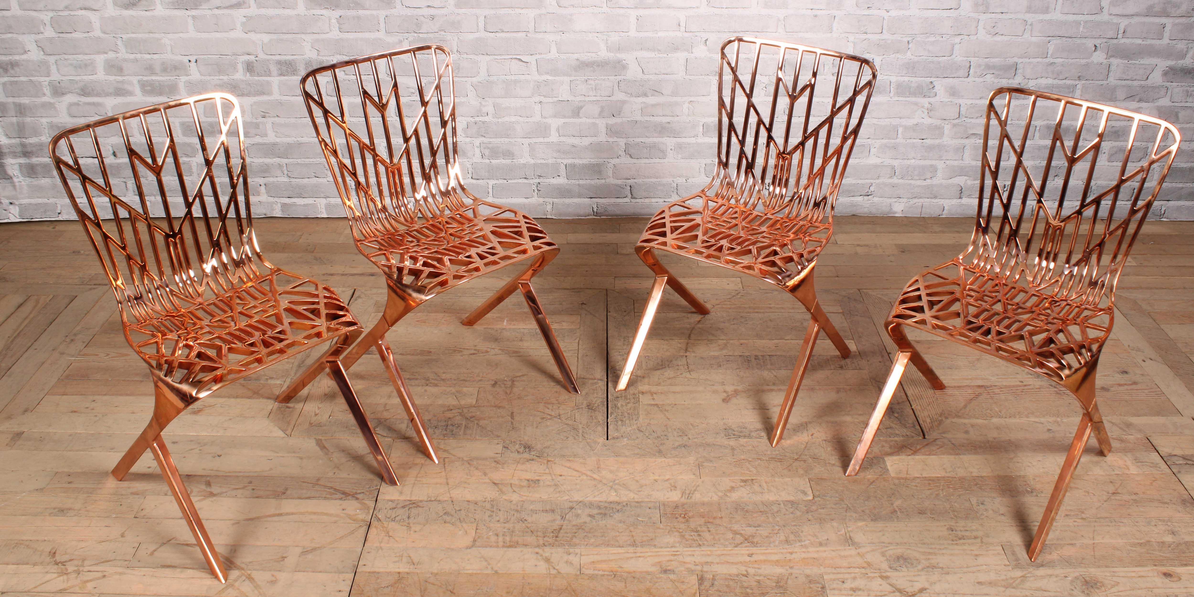 David Adjaye | 4 KNOLL STUDIO COPPER SKELETON CHAIRS | MutualArt