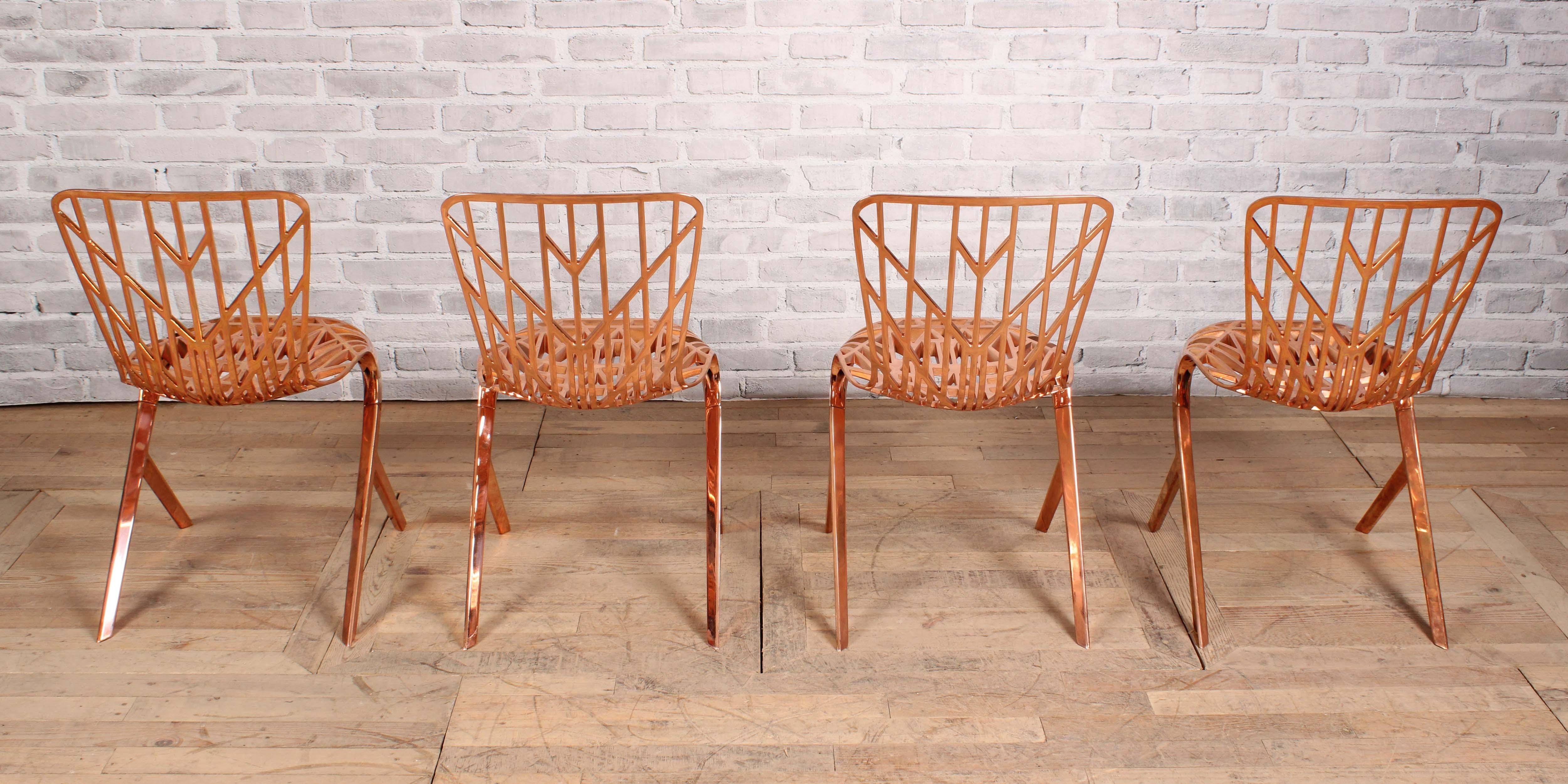 David Adjaye | 4 KNOLL STUDIO COPPER SKELETON CHAIRS | MutualArt