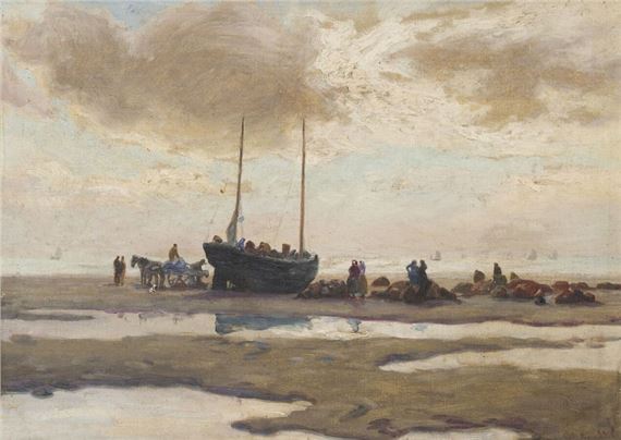 Return of the fishermen at low tide by Charles Emmanuel Joseph Roussel