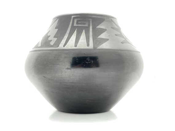 LARGE!! Maria Martinez (1887-1980) & Julian Martinez (1887-1943) San Ildefonso Pueblo Black-On-Black Pottery Jar by Maria Montoya Martinez, Julian Martinez, 1925-1943