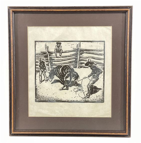 Lon Megargee (1883 - 1960) "Busted" Woodblock Print by Lon Megargee