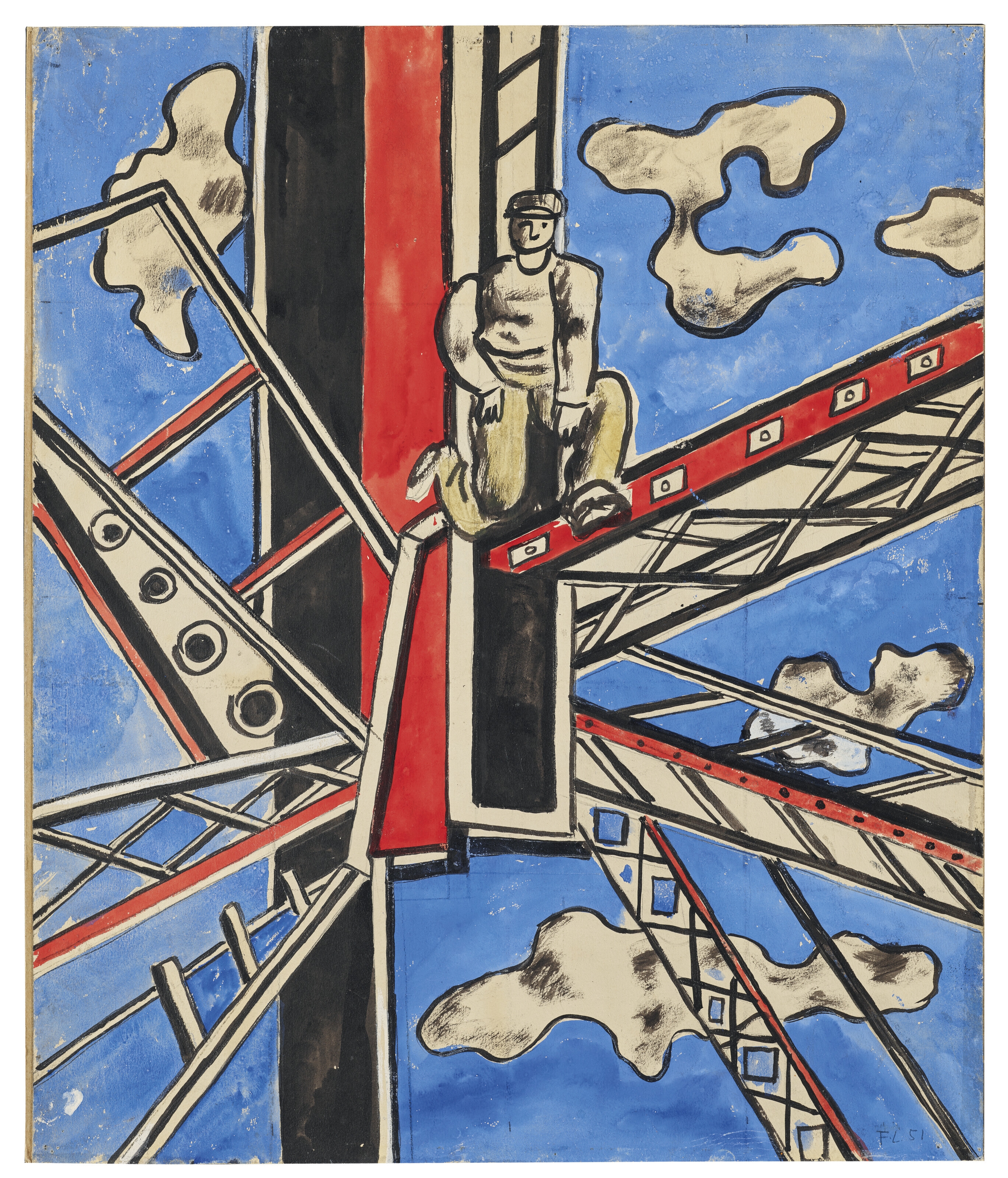 Artwork by Fernand Léger, Étude pour "Les Constructeurs", Made of gouache, brush and India ink and traces of pencil on paper