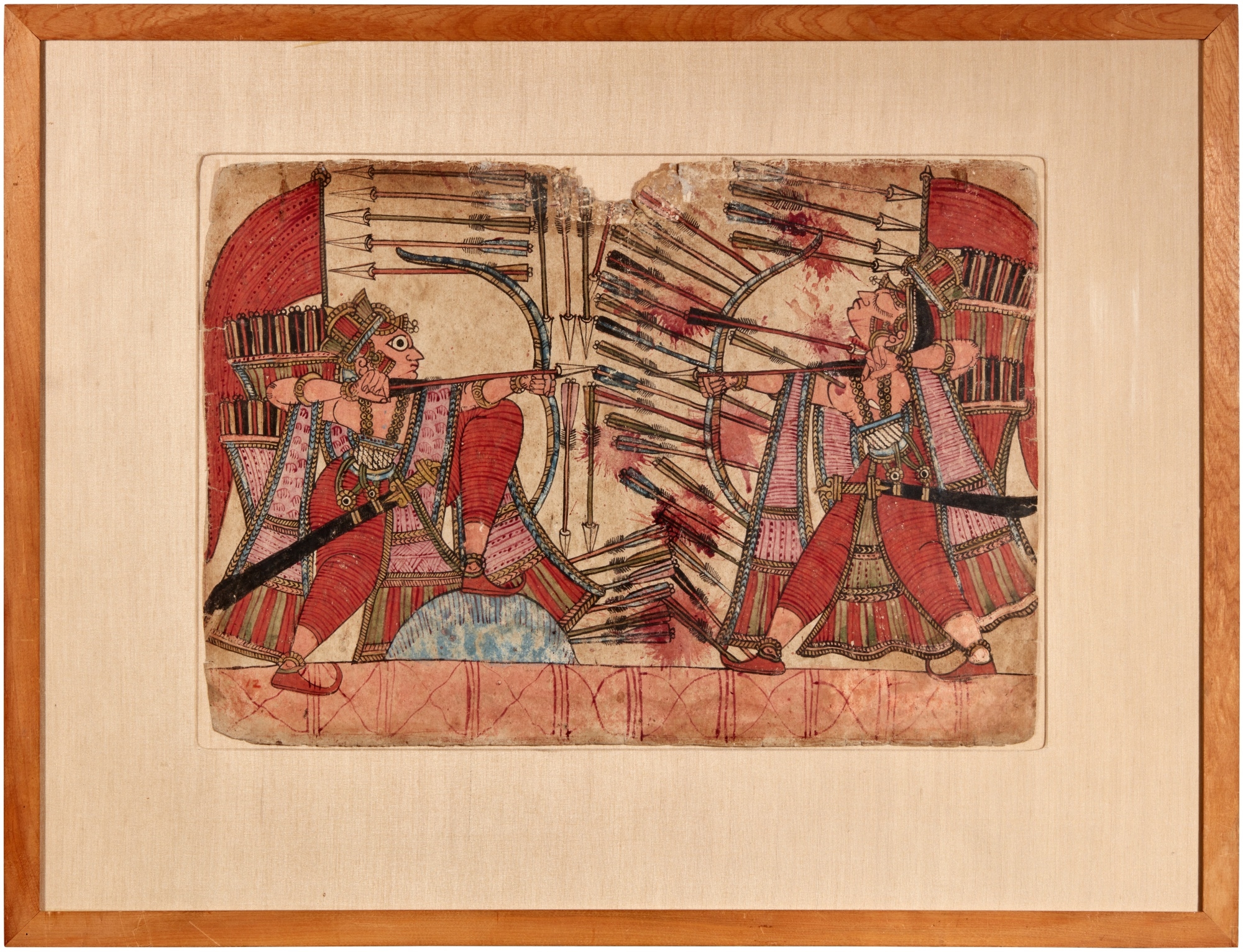 A 'Paithan' painting of a battle scene by Indian School, 19th Century