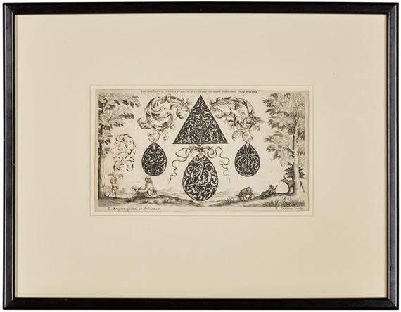 Tendril and Black Ornamental Design with Figurative Staffage, after Louis Roupert (Berliner Ornamentstich Catalogue 833) - Louis Cossin