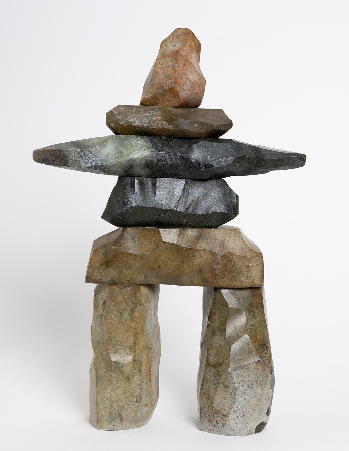 Artwork by Clivelon Totan, Large Inukshuk With Dark Centre, Made of Soapstone sculpture