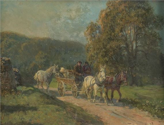 Auf dem Weg zum Viehmarkt by Fritz van der Venne