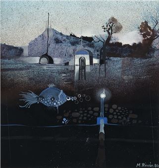 Kleiner blauer Fisch; Vollmondnacht - Mauricio Rincón