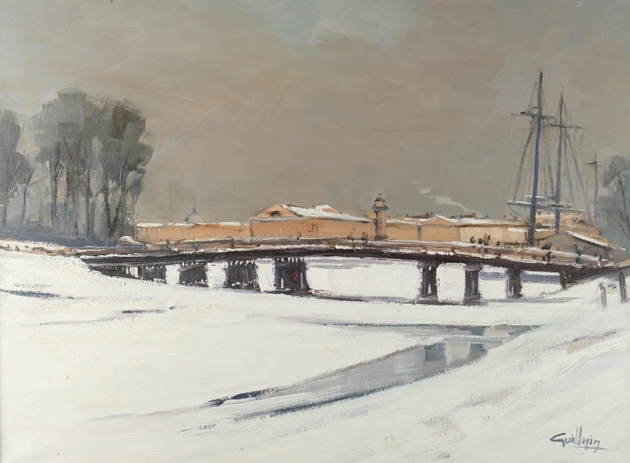 Artwork by Edmon Guillain, La passerelle de famiranté, Made of oil on canvas