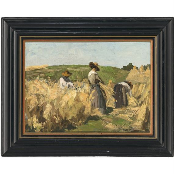 Fritz Baer | Bauernmädchen bei der Heuernte (1922) | MutualArt
