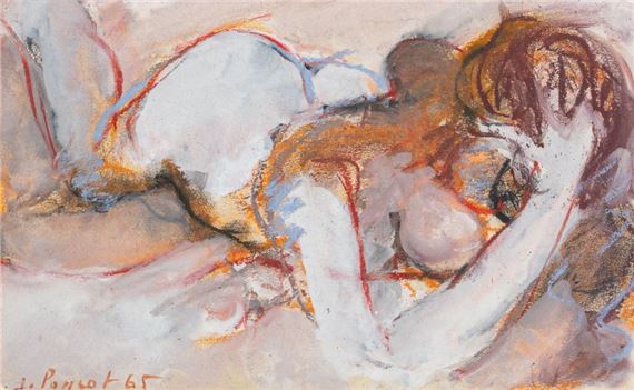 Nu couché, la main dans les cheveux by Jacques Poncet, 1965