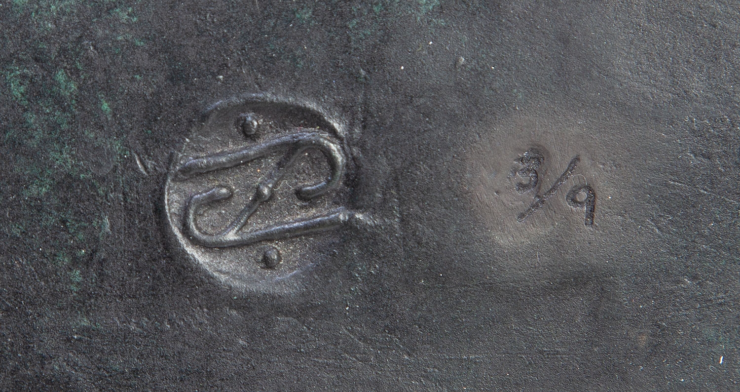 Artwork by Stanislaw Szukalski, Bust of the general Tadeusz Bor-Komorowski, Made of patinated bronze