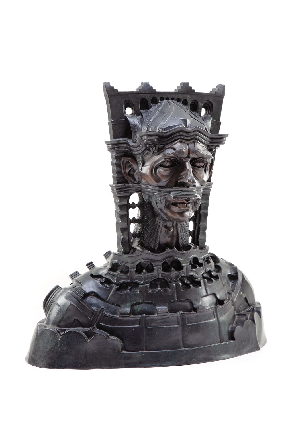 Artwork by Stanislaw Szukalski, Bust of the general Tadeusz Bor-Komorowski, Made of patinated bronze