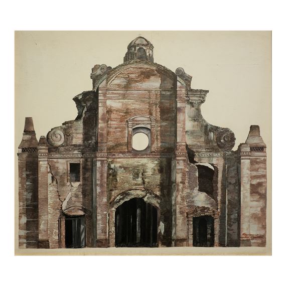Church of Dingras, Iloilo by Rodolfo Ragodon, dated 1971