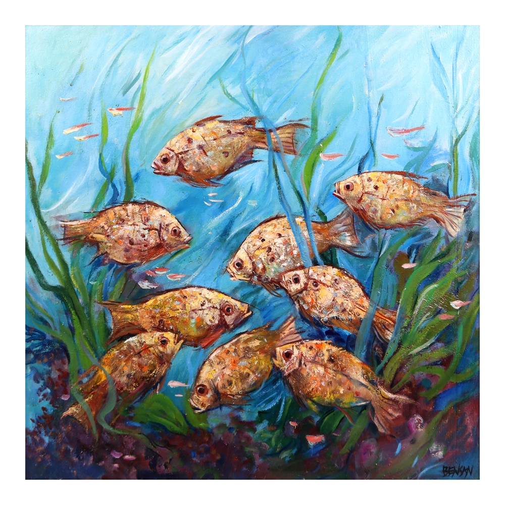 Artwork by Benjamin San Miguel, Fishes, Made of oil on canvas