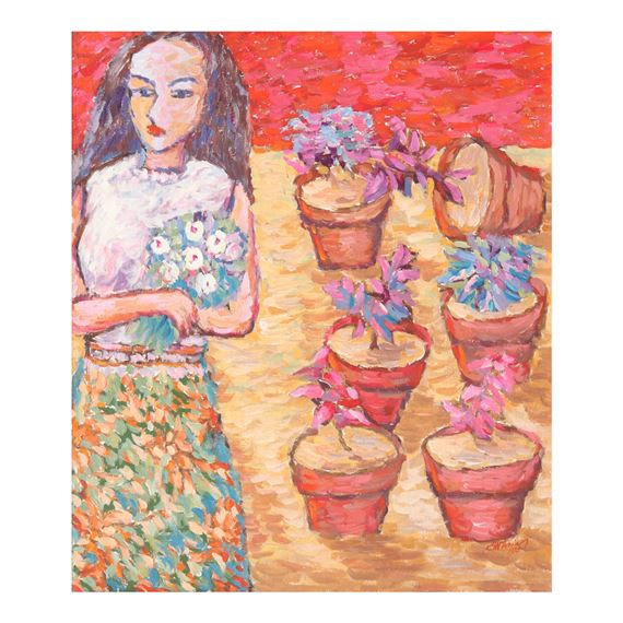 Flower Vendor by Mario Parial, dated 1974