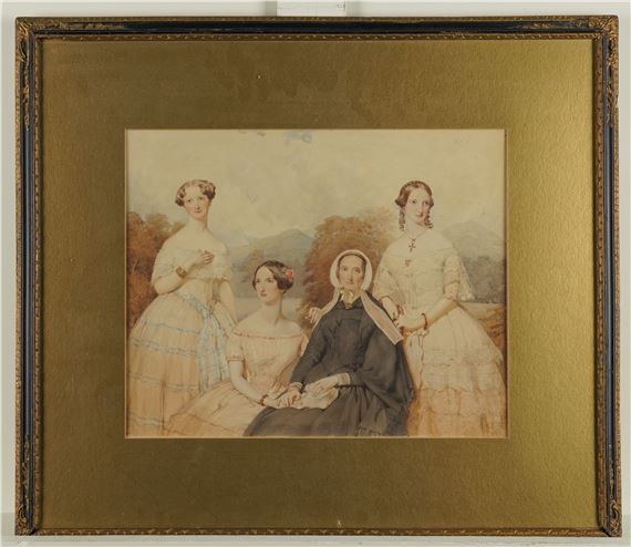 English School, 19th Century | Portrait of four ladies in a lakeland ...