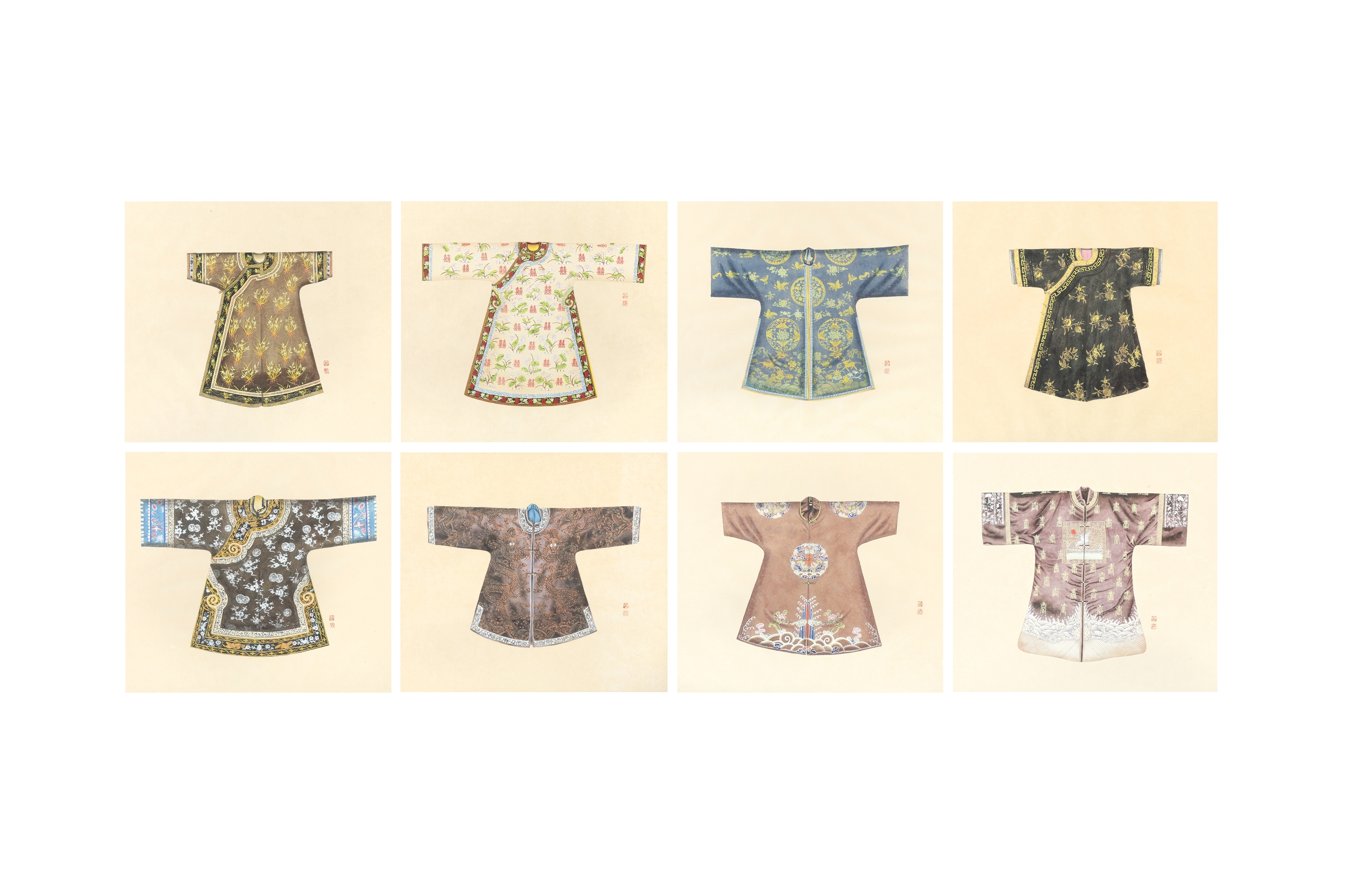 Chinese School | A SET OF EIGHT CHINESE PAINTINGS OF ROBES | MutualArt