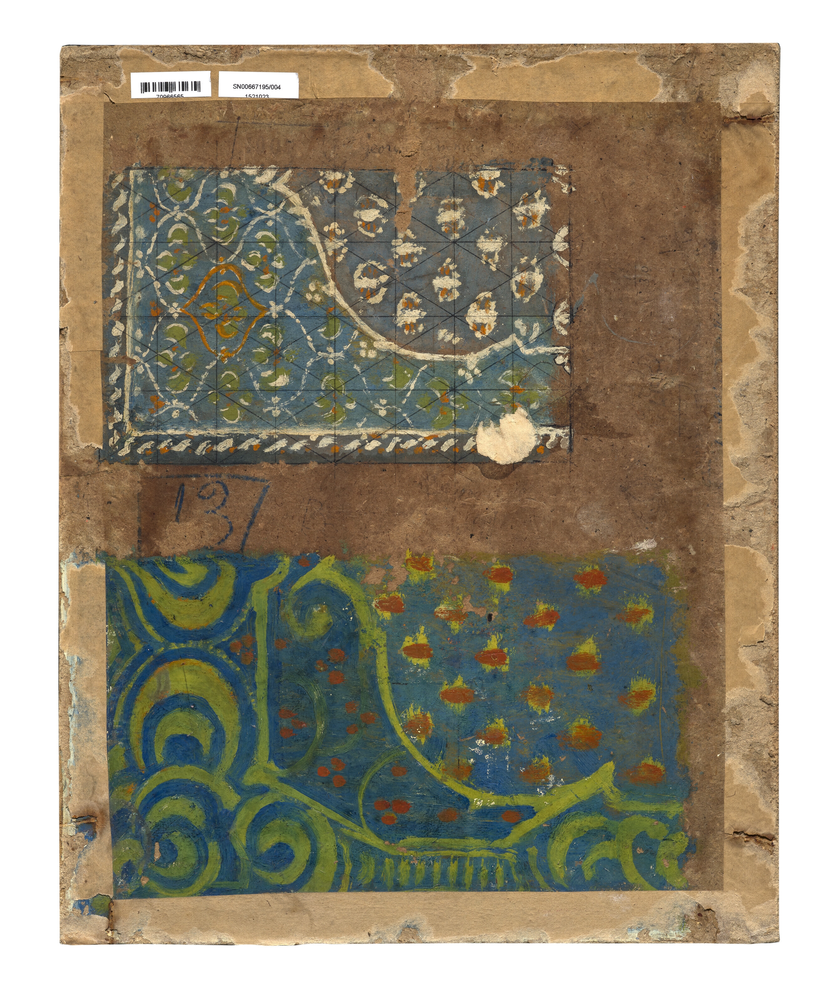 Artwork by Georges Lemmen, Les Anémones (recto); Deux études de motifs décoratifs (verso), Made of oil on board