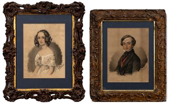 two portraits depicting a Victorian boy and a girl - George Morosini