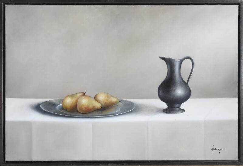 Artwork by Mathilde Fenger, Stil life with pears and a pitcher, Made of Oil on canvas