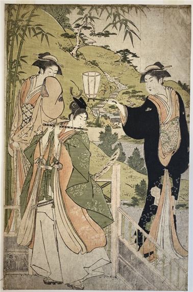 Version moderne de l'histoire de Ushiwakamaru courtisan Joruri-hime by Torii Kiyonaga