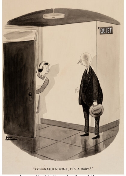 Congratulations, It's a Baby!, The New Yorker magazine interior illustration by Charles Addams, 1997