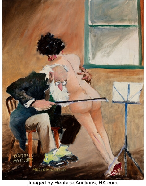 Artwork by Darrell McClure, Mellow Cello, Made of Oil on canvasboard