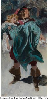 Swashbuckler Carrying Woman, The Saturday Evening Post interior illustration - John Lagatta