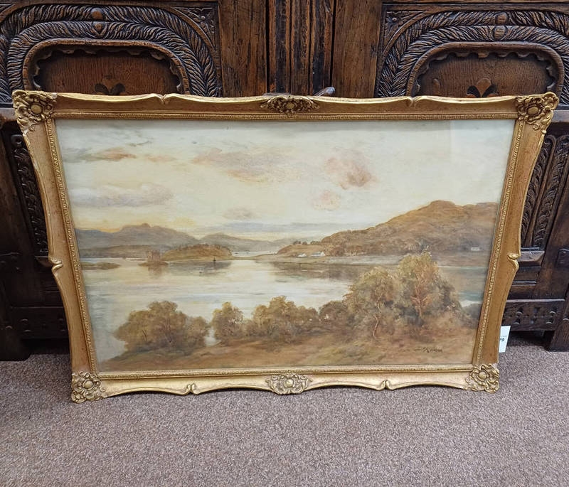 Artwork by James Scott Kinnear, Scottish loch scene, Made of watercolour