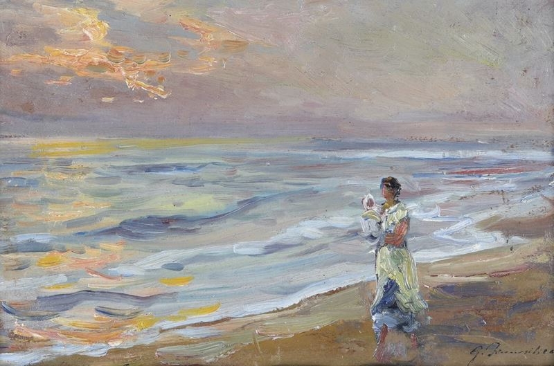 Madre con bambino in spiaggia - Giuseppe Pennasilico