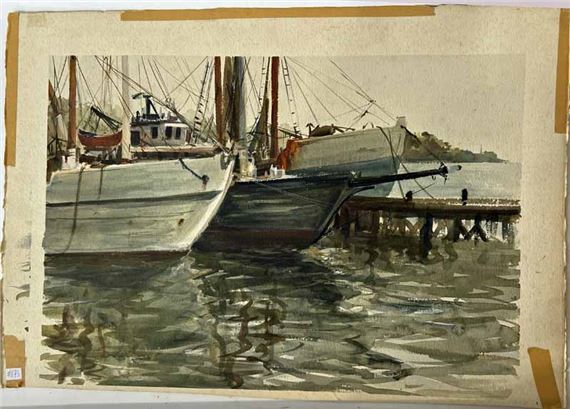 a harbor scene and a stone barn by Jerri Ricci