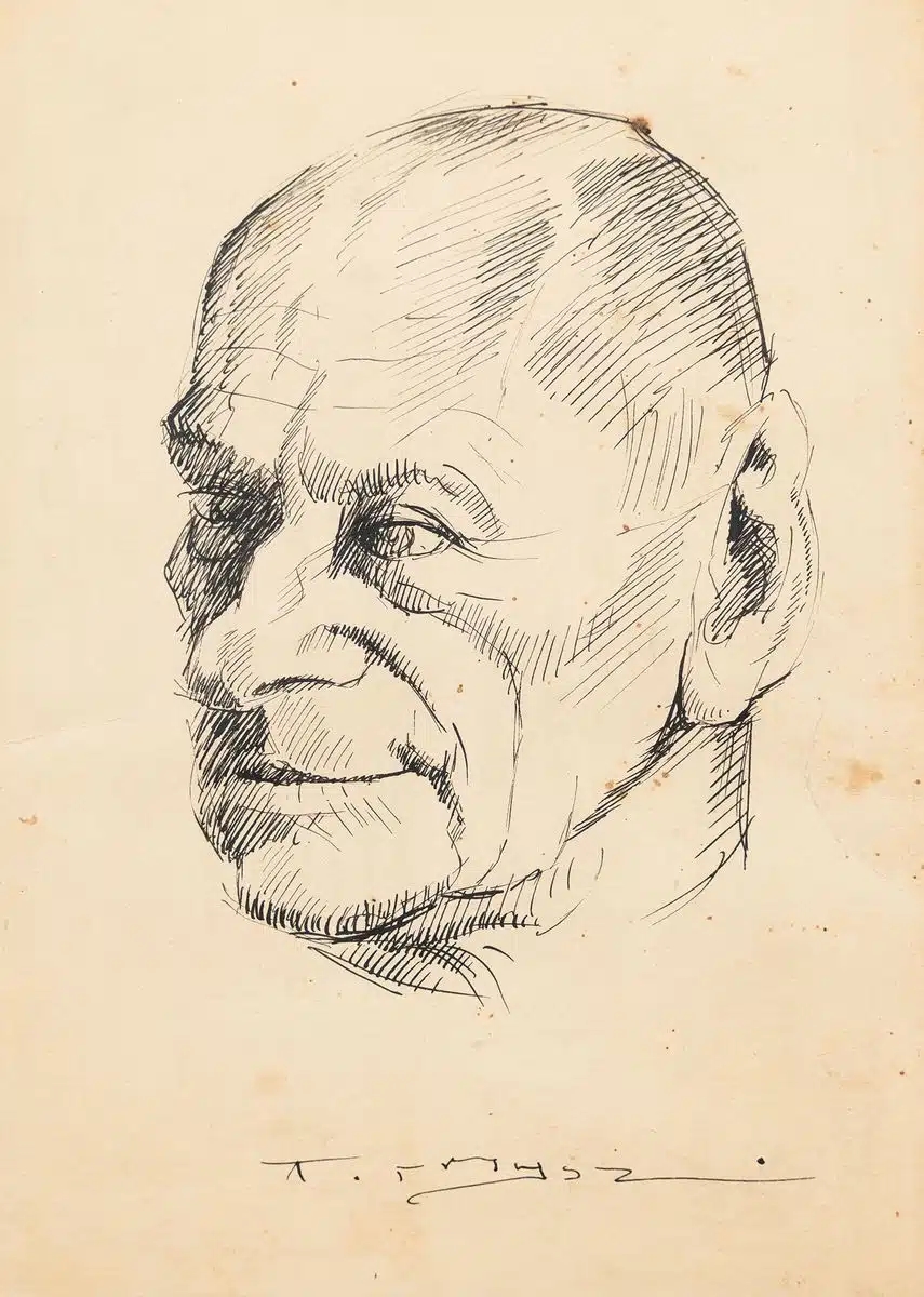 Artwork by Tadeusz Myszkowski, PORTRET MĘŻCZYZNY, Made of ink, pen on photographic paper