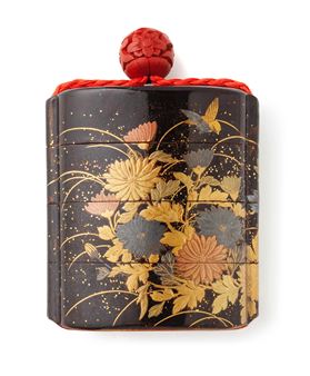 A Black-Lacquer Three-case InroEdo period (1615-1868), late 18th/early 19th century - Tamura Toshihide