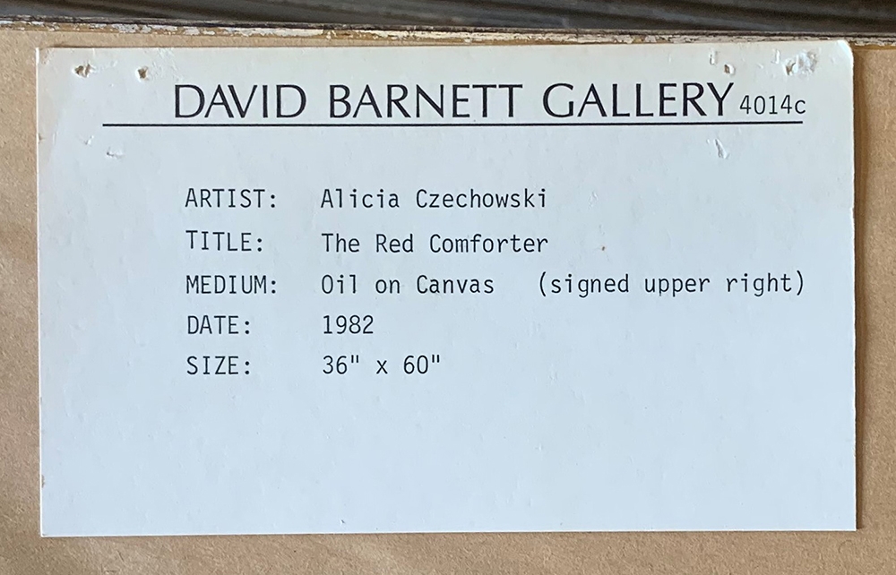 Artwork by Alicia Czechowski, The Red Comforter, Made of Oil on canvas