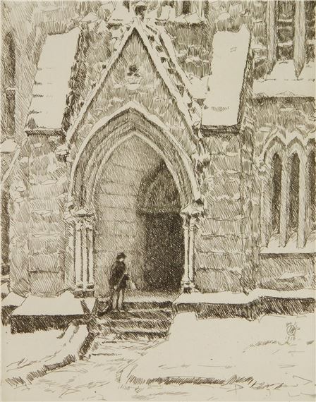Church Doorway in Snow (Cortissoz 72) by Childe Hassam, 1916