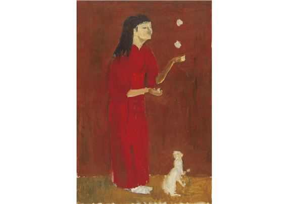 Reiko Playing (unfinished) by Kishida Ryusei, 1925