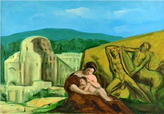 Madonna and Child against a classical landscape with a centaur and another figure - Gilles Traquini