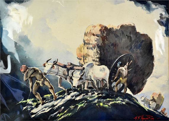 An Oxen Cart by G.D. Thyaga Raj, 1930