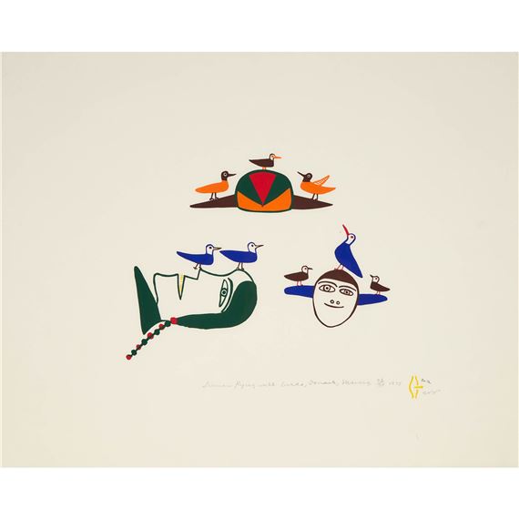 SHAMAN FLYING WITH BIRDS, 1975 by Jessie Oonark, 1975