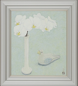 Artwork by Koan Hashimoto, orchid and dove at Mexico, Made of ink and color on paper