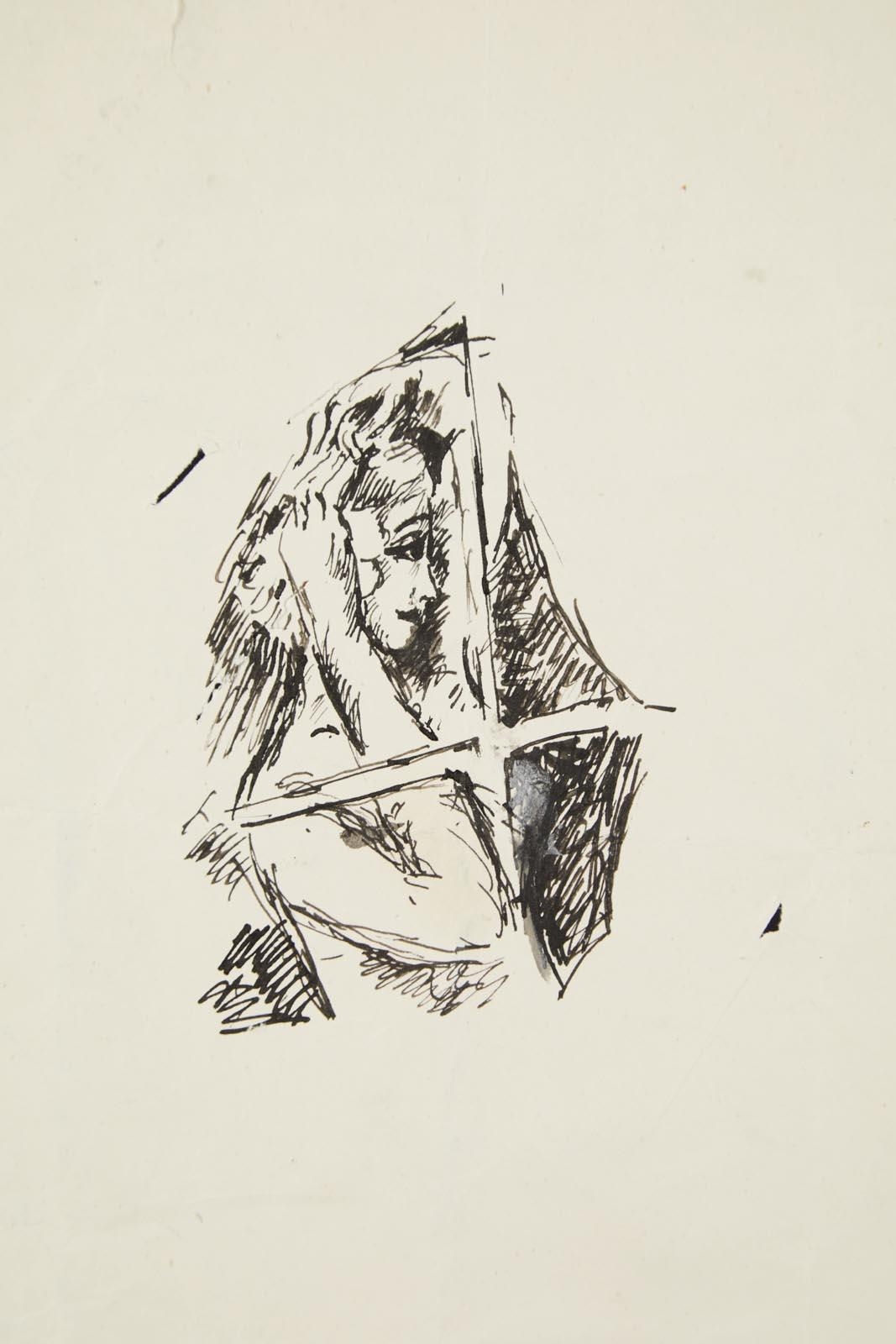 Artwork by Baladine Klossowska, Étude pour « Les Fenêtres », Made of ink on paper